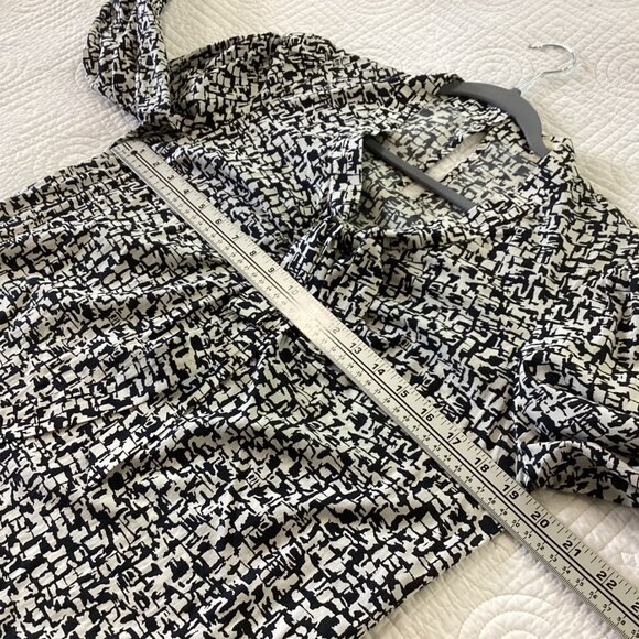Kate Spade Reade Tie Neck Patterned Blouse in Black/White Size 6 - Picture 7 of 16